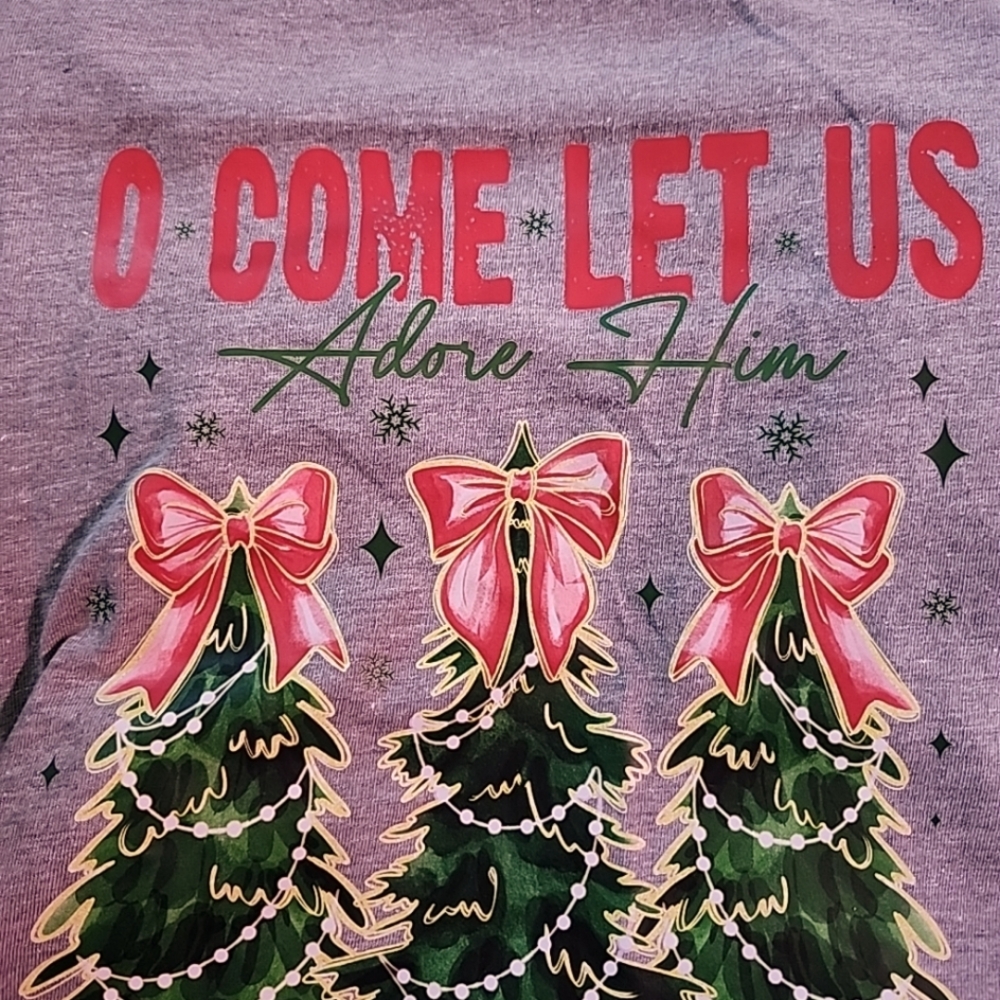 Christmas Long Sleeve Gray Tshirt Size L 11/13